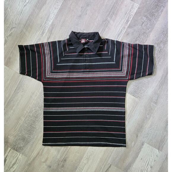 Burnside Men's Polo T-Shirts Size Medium Cotton Short Sleeve Black Striped - Picture 1 of 13